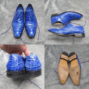 Foot Joy Oxford Shoes Mens 9‎ Royal Blue Alligator Print Limited Edition RARE